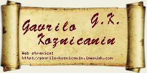 Gavrilo Kozničanin vizit kartica